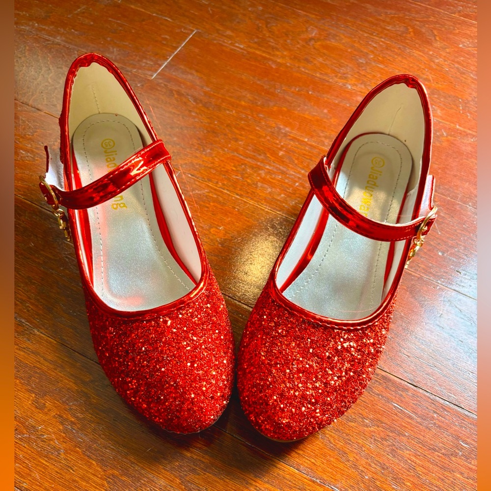Girls Sparkle Red Mary Jane Dress Shoes